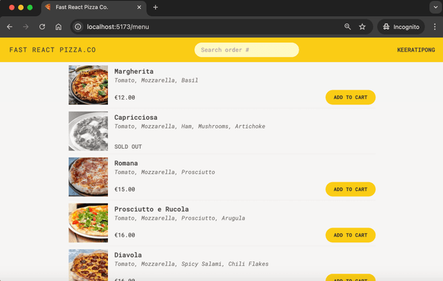 Fast React Pizza company